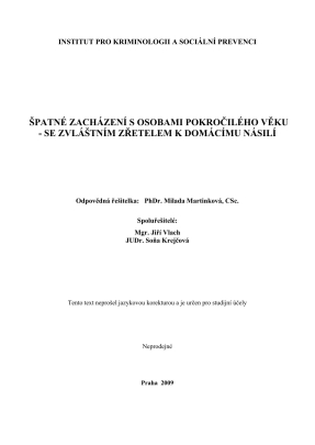 Ill treatment of persons of advanced age - with particular reference to domestic violence